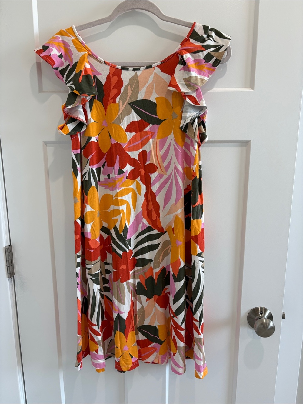 LOFT Multicolor Floral Shift Dress — Orange, Pink, Red